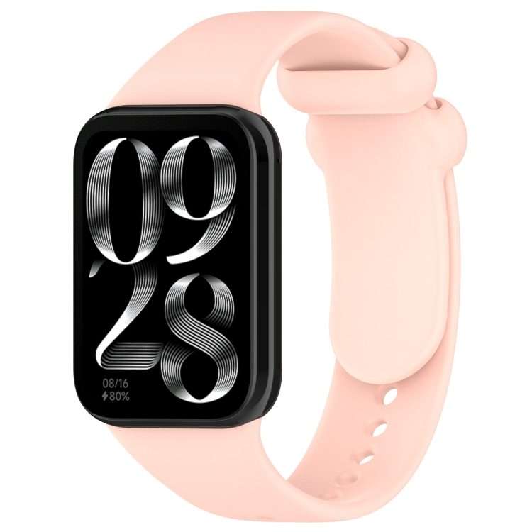 For Redmi Watch 6 / 5 / Xiaomi Band 9 Pro Solid Color Black Buckle Silicone Watch Band(Light Pink)