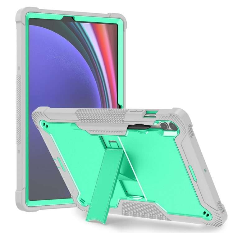 For Samsung Galaxy Tab S9+ Shockproof Silicone Hybrid PC Tablet Case with ... (Mint Green + Grey)