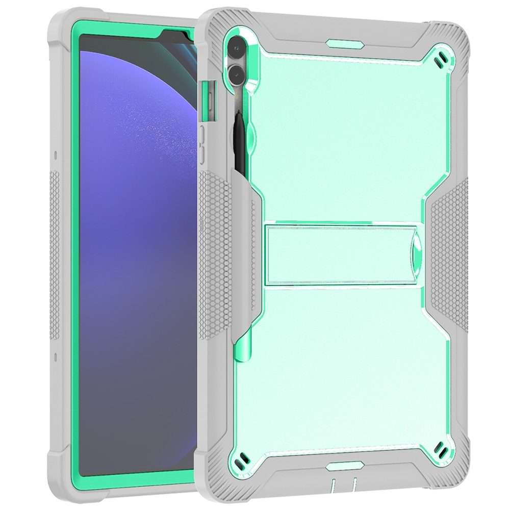 For Samsung Galaxy Tab S9+ Shockproof Silicone Hybrid PC Tablet Case with ... (Mint Green + Grey)