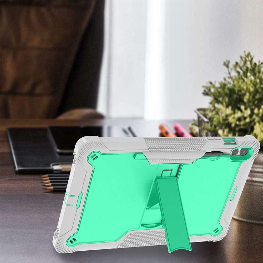For Samsung Galaxy Tab S9+ Shockproof Silicone Hybrid PC Tablet Case with ... (Mint Green + Grey)