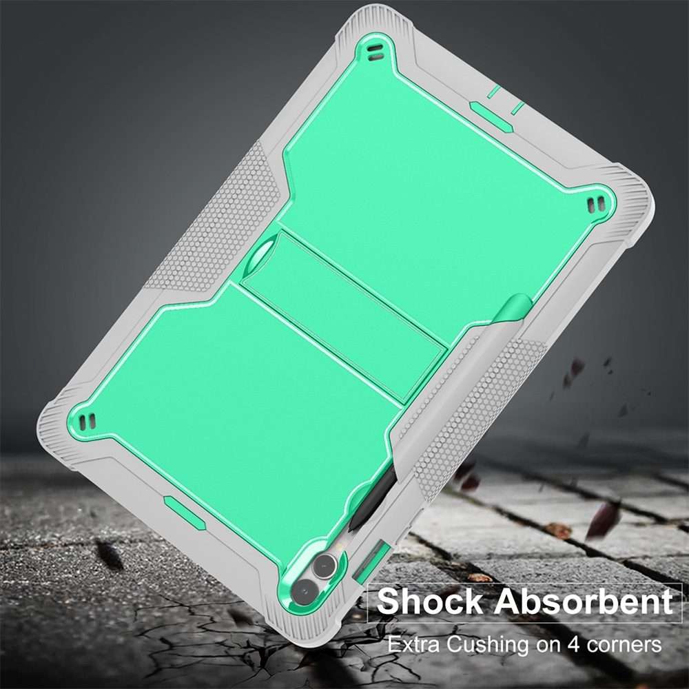 For Samsung Galaxy Tab S9+ Shockproof Silicone Hybrid PC Tablet Case with ... (Mint Green + Grey)
