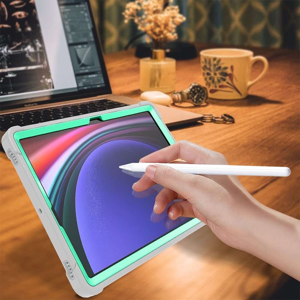 For Samsung Galaxy Tab S9+ Shockproof Silicone Hybrid PC Tablet Case with ... (Mint Green + Grey)