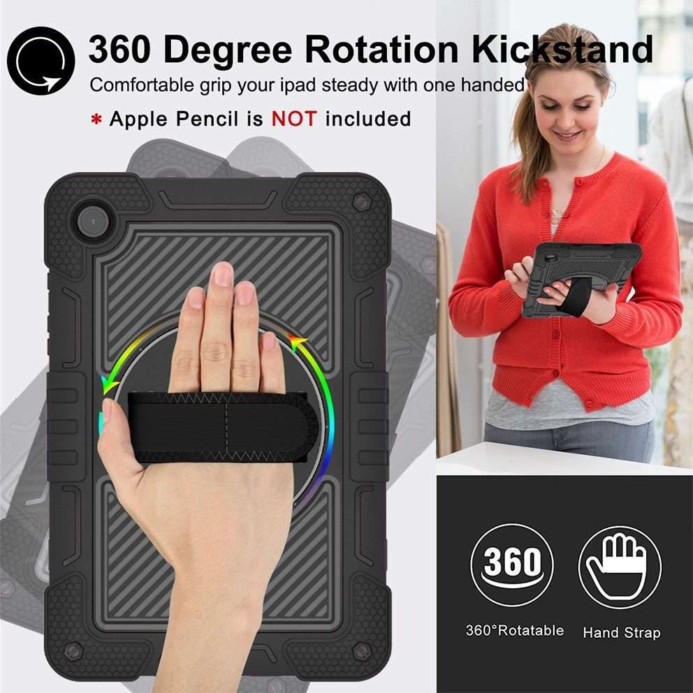 For Samsung Galaxy Tab A9+ 360 Degree Rotation PC Contrast Silicone Tablet Case(Black)