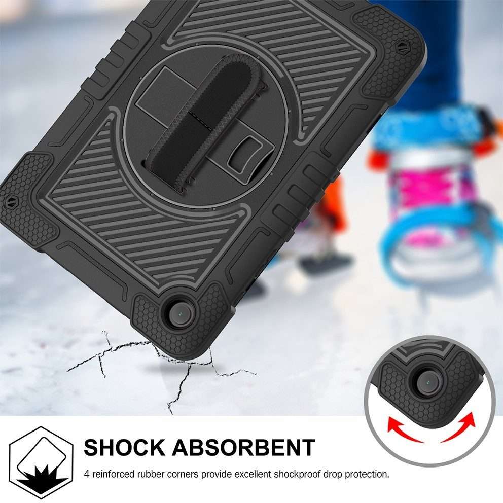For Samsung Galaxy Tab A9+ 360 Degree Rotation PC Contrast Silicone Tablet Case(Black)