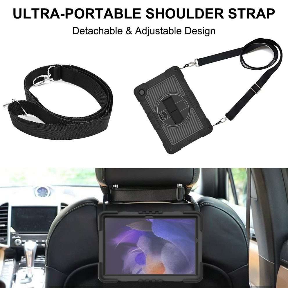 For Samsung Galaxy Tab A9+ 360 Degree Rotation PC Contrast Silicone Tablet Case(Black)