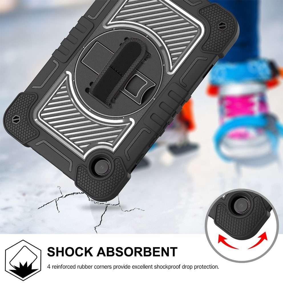 For Samsung Galaxy Tab A9 360 Degree Rotation PC Contrast Silicone Tablet Case(Black)