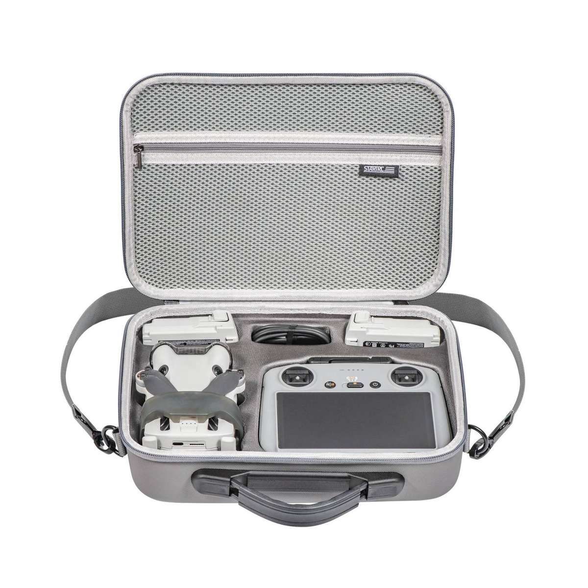 For DJI Mini 4 Pro / RC with Screen Standard STARTRC Shoulder Storage Bag PU Handbag(Grey)