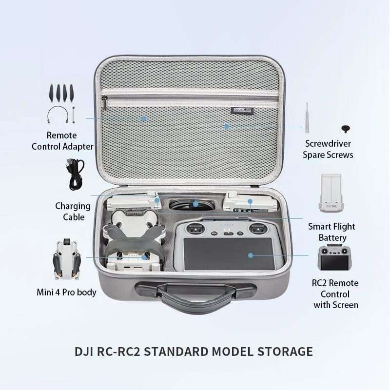For DJI Mini 4 Pro / RC with Screen Standard STARTRC Shoulder Storage Bag PU Handbag(Grey)