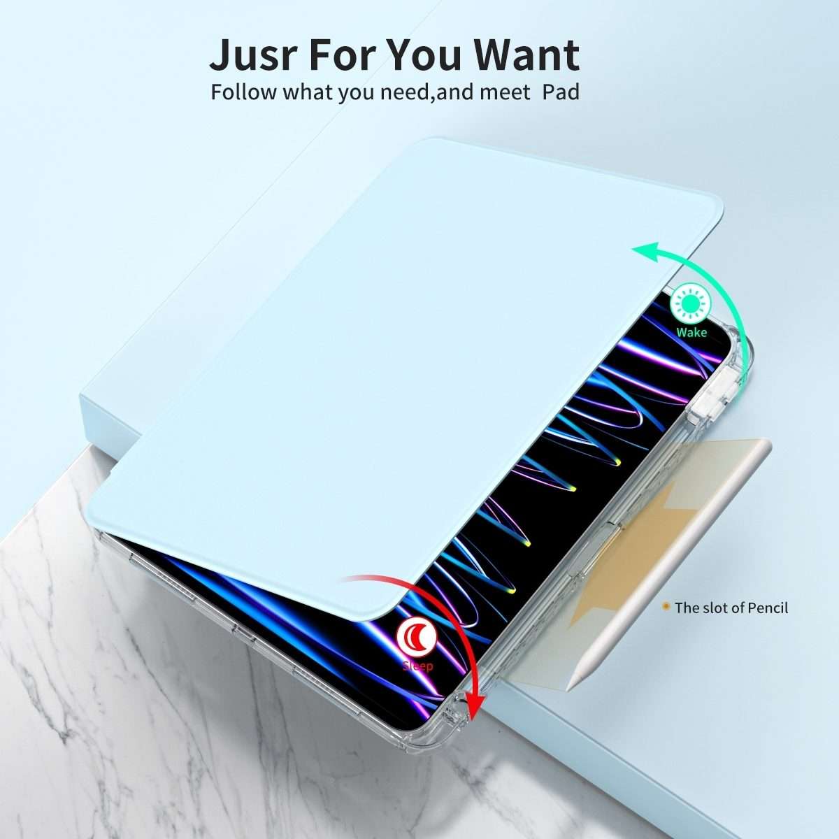 For iPad Pro 11 2025 / 2024 360 Rotation Detachable Clear Acrylic Leather Tablet Case(Ice Blue)