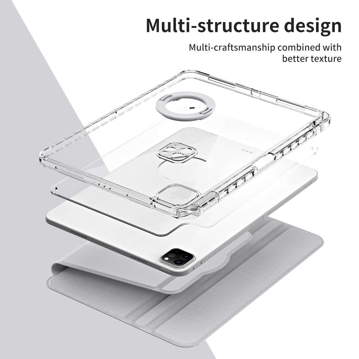 For iPad Pro 11 2025 / 2024 360 Rotation Detachable Clear Acrylic Leather Tablet Case(Grey)