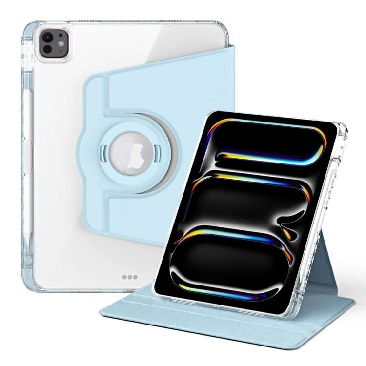 For iPad Pro 13 2025 / 2024 360 Rotation Detachable Clear Acrylic Leather Tablet Case(Ice Blue)