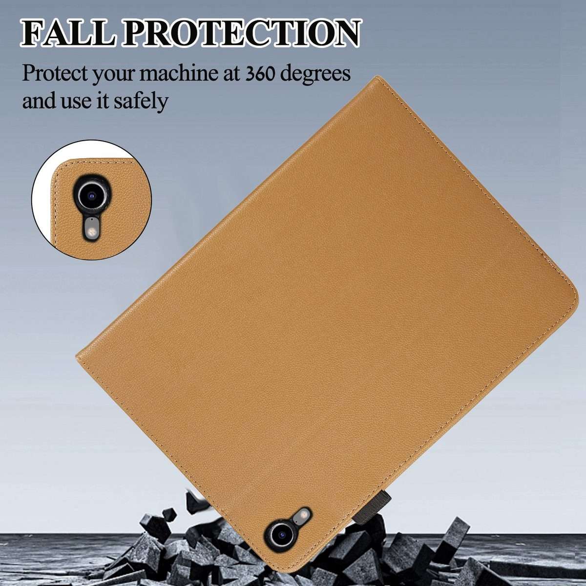 For iPad mini 6 / mini 2024 Litchi Texture Leather Sucker Tablet Case(Brown)
