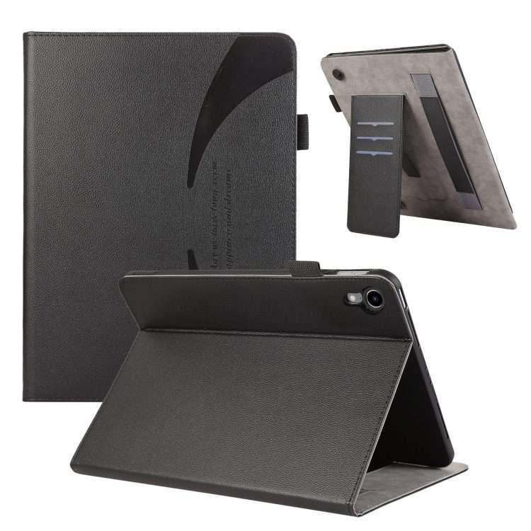 For iPad mini 6 / mini 2024 Litchi Texture Leather Sucker Tablet Case(Black)
