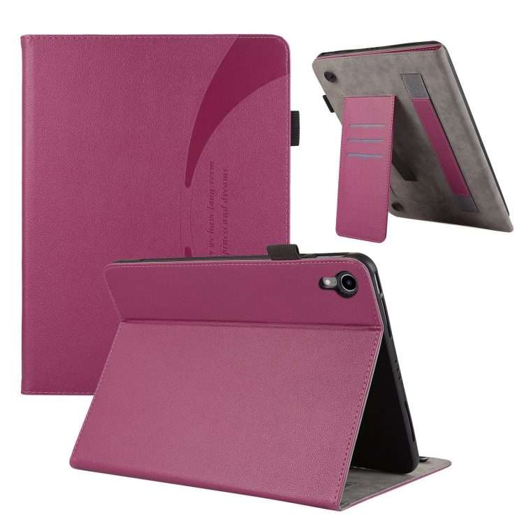 For iPad mini 6 / mini 2024 Litchi Texture Leather Sucker Tablet Case(Purple)