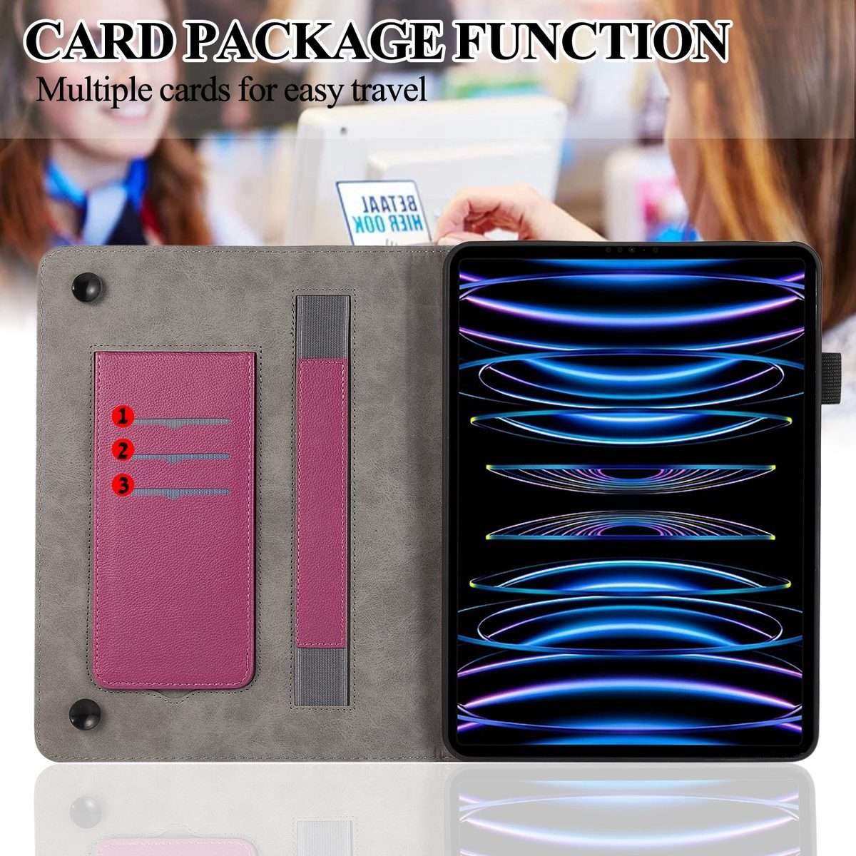 For iPad mini 6 / mini 2024 Litchi Texture Leather Sucker Tablet Case(Purple)
