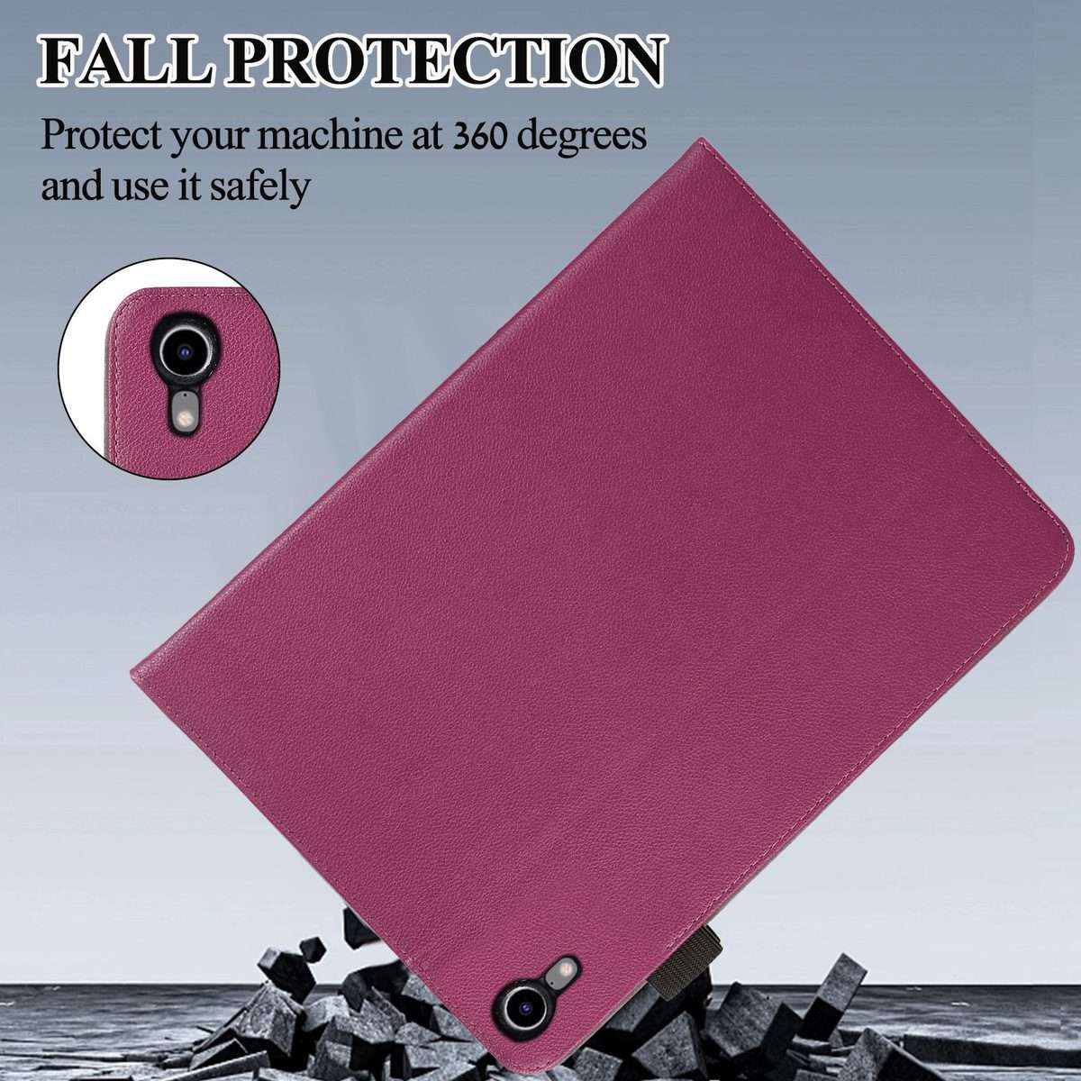 For iPad mini 6 / mini 2024 Litchi Texture Leather Sucker Tablet Case(Purple)