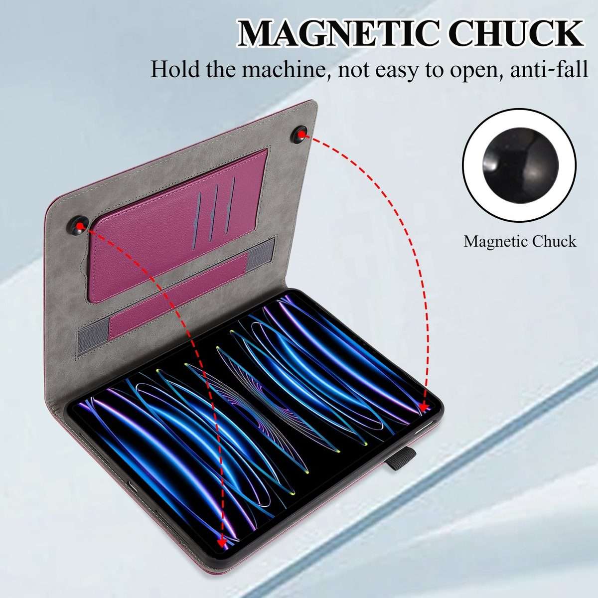 For iPad mini 6 / mini 2024 Litchi Texture Leather Sucker Tablet Case(Purple)