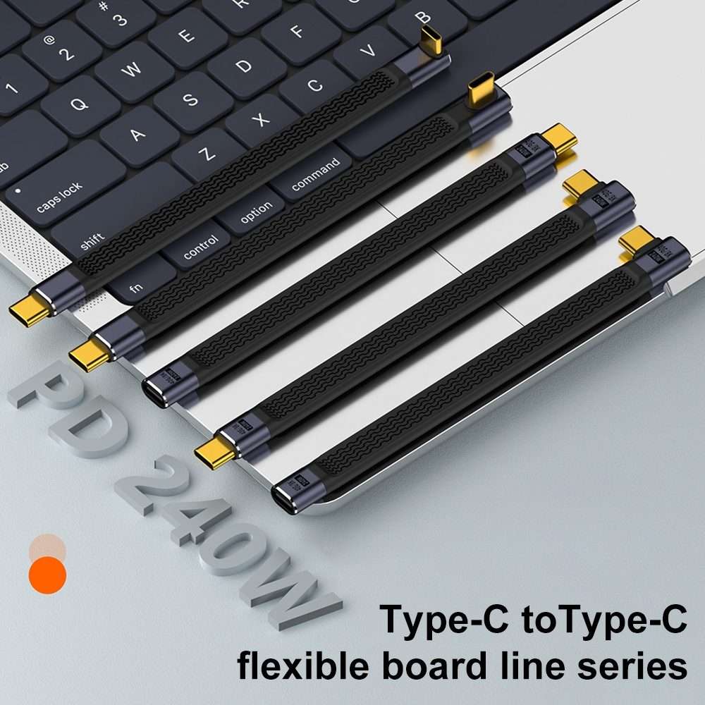 240W 40Gbps USB-C / Type-C Male to USB-C / Type-C Female Side Bend Flexible Board Data Cable