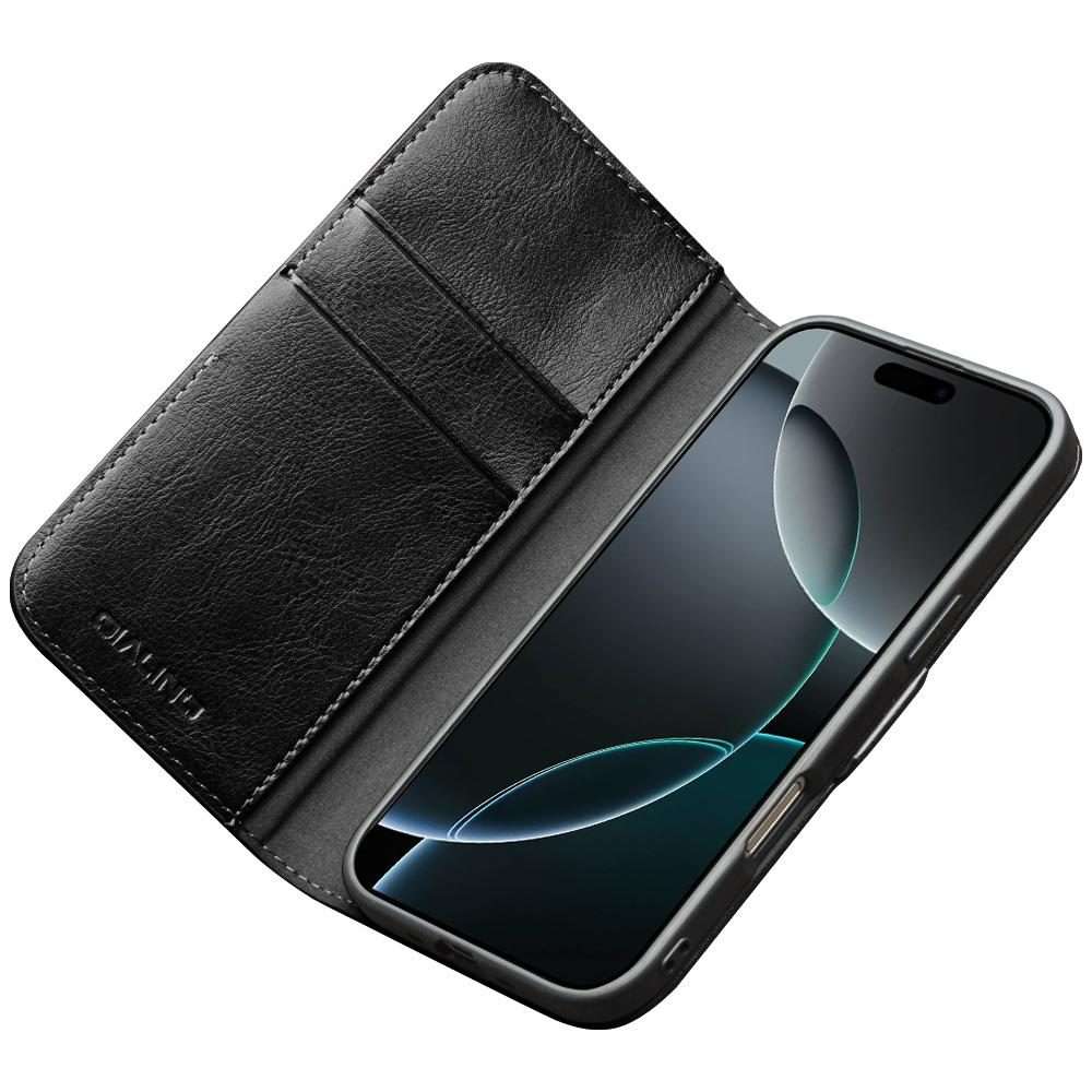 For iPhone 17 Pro QIALINO Classic 103 Buckle Genuine Leather Phone Case(Black)