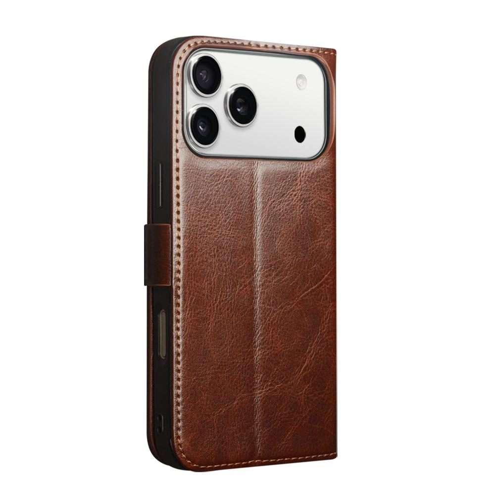 For iPhone 17 Pro QIALINO Classic 103 Buckle Genuine Leather Phone Case(Brown)