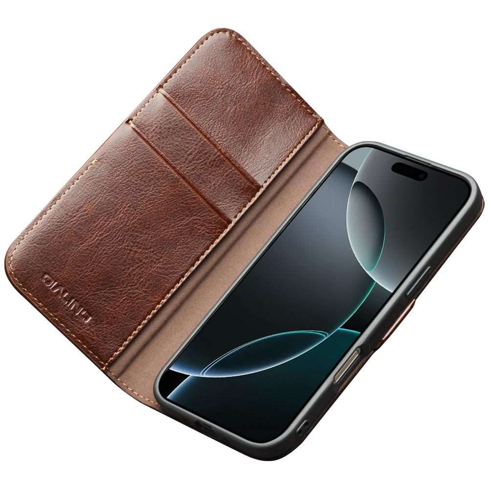 For iPhone 17 Pro QIALINO Classic 103 Buckle Genuine Leather Phone Case(Brown)