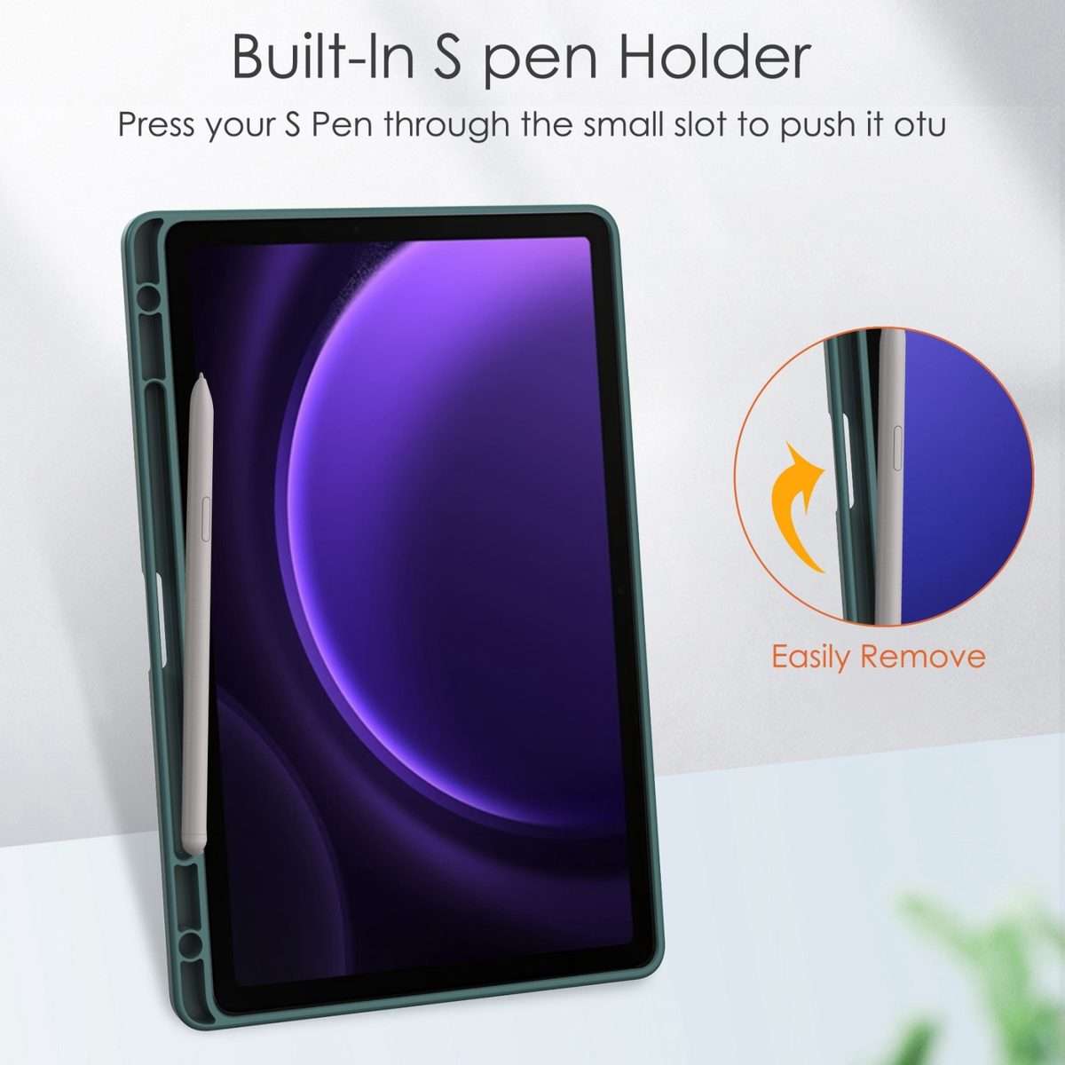 For Samsung Galaxy Tab S9 FE / S10 FE Acrylic 3-folding Smart Leather Tablet Case ... (Dark Green)