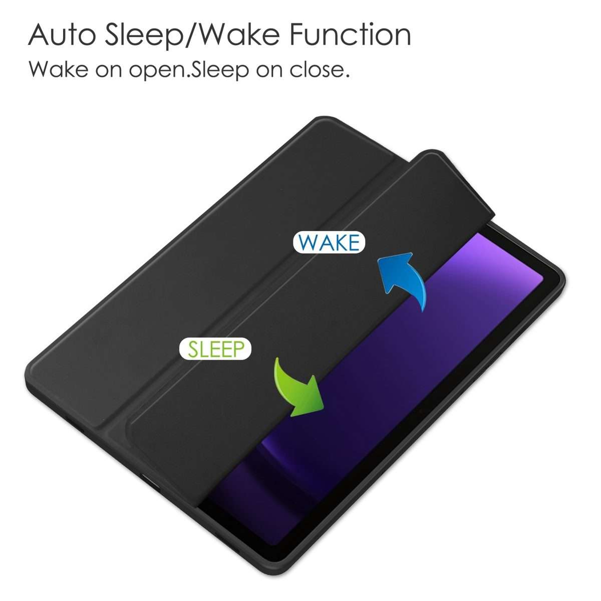 For Samsung Galaxy Tab S9 FE / S10 FE Acrylic 3-folding Smart Leather Tablet Case with ... (Black)