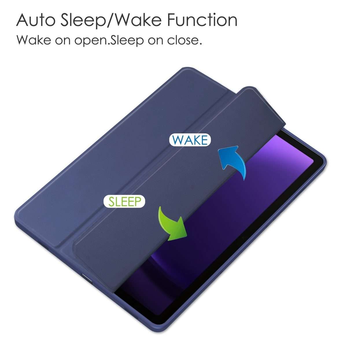 For Samsung Galaxy Tab S9 FE / S10 FE Acrylic 3-folding Smart Leather Tablet Case ... (Dark Blue)