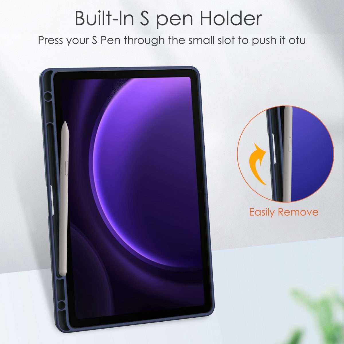 For Samsung Galaxy Tab S9 FE / S10 FE Acrylic 3-folding Smart Leather Tablet Case ... (Dark Blue)