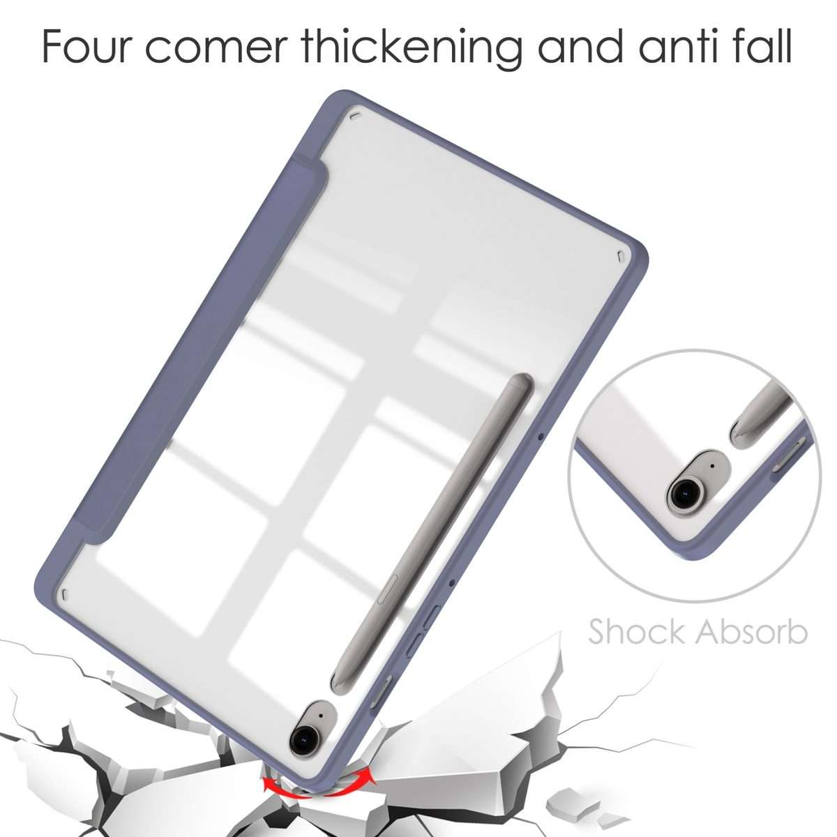For Samsung Galaxy Tab S9 FE / S10 FE Acrylic 3-folding Smart Leather Tablet Case w ... (Lavender)
