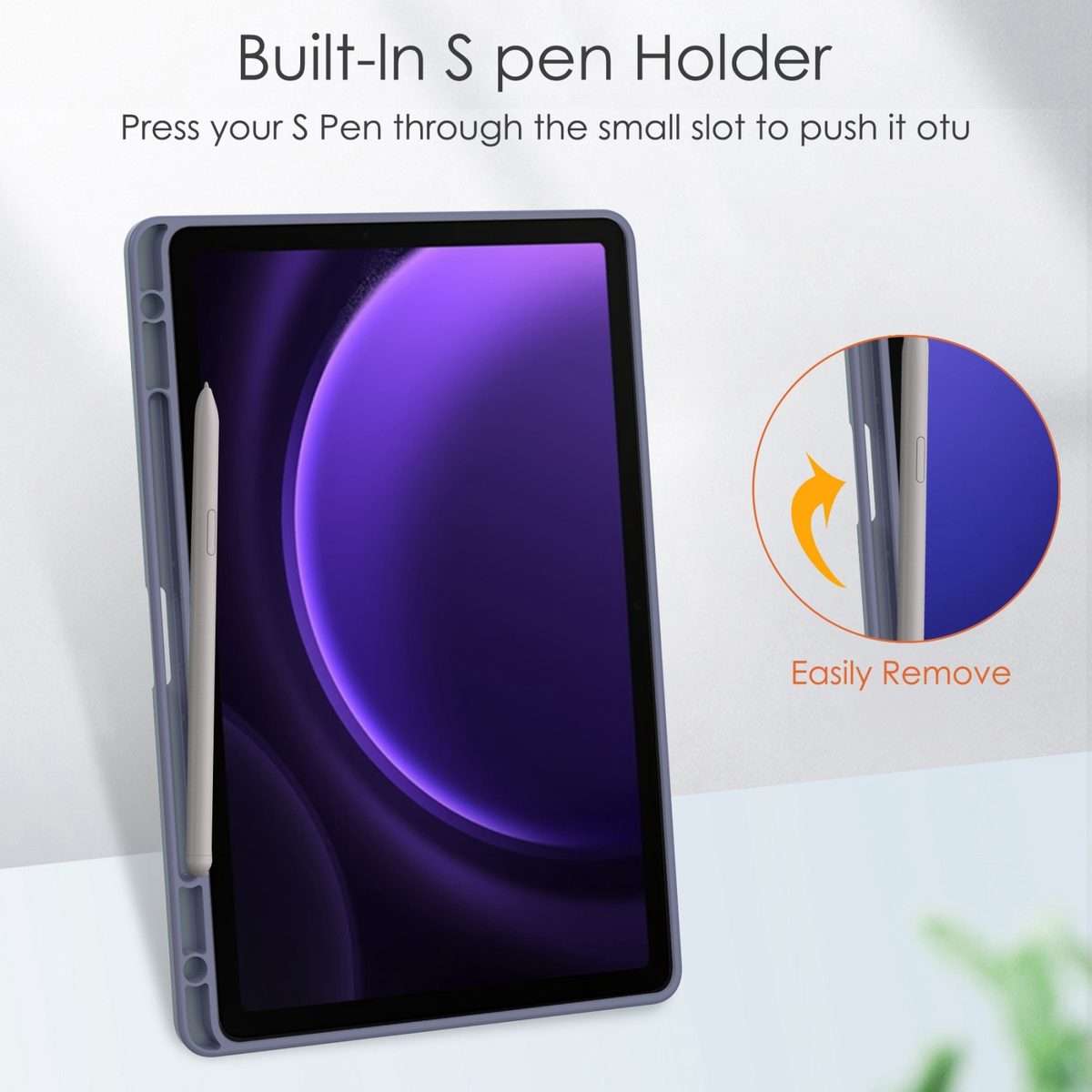 For Samsung Galaxy Tab S9 FE / S10 FE Acrylic 3-folding Smart Leather Tablet Case w ... (Lavender)
