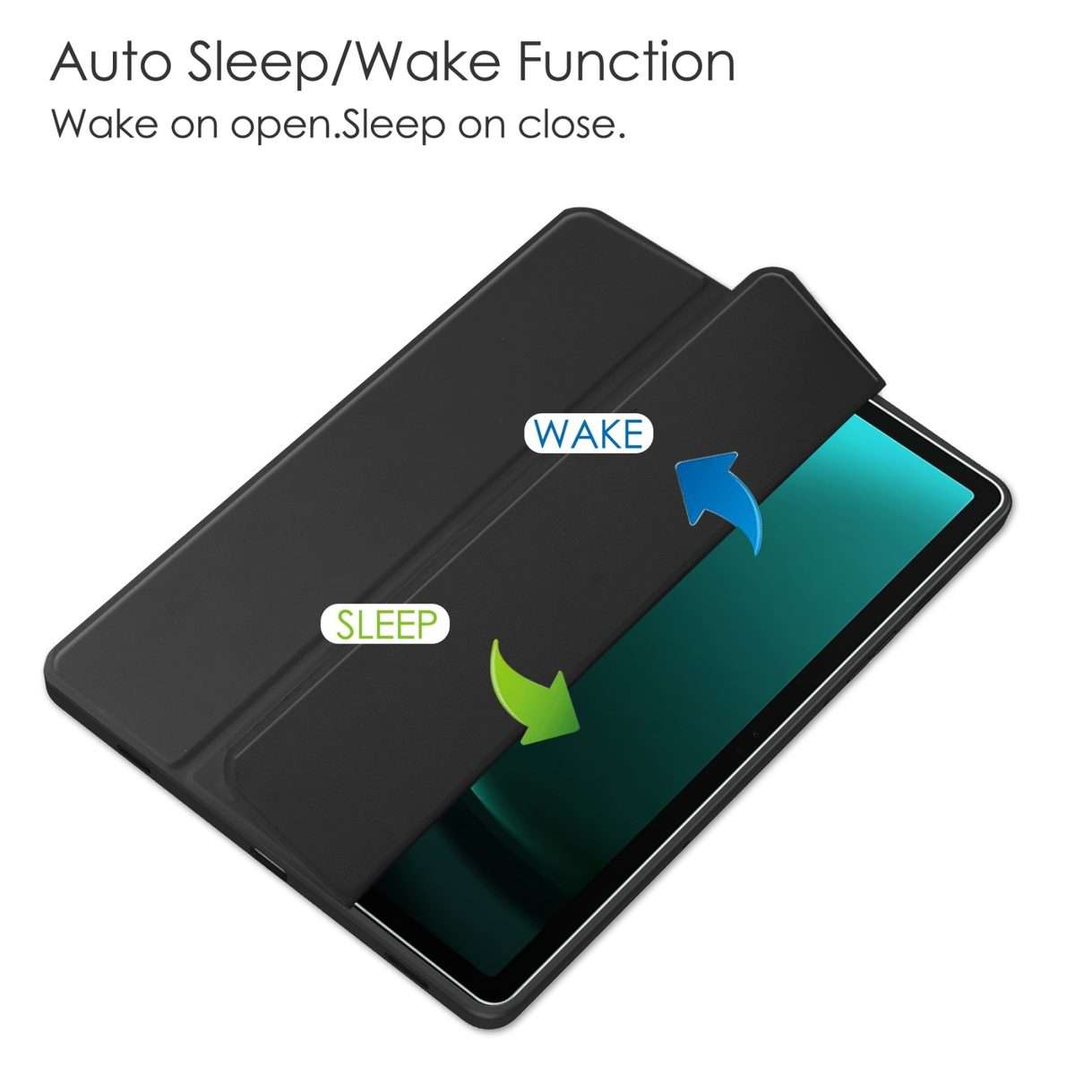 For Samsung Galaxy Tab S9 FE+ / S10+ Acrylic 3-folding Smart Leather Tablet Case with ... (Black)