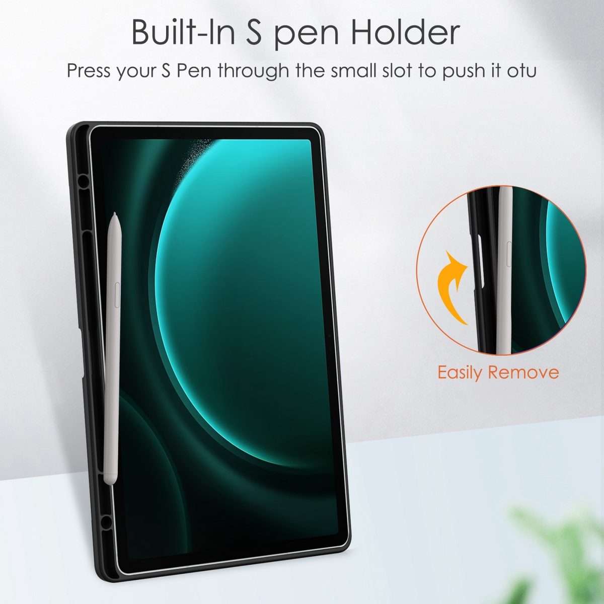 For Samsung Galaxy Tab S9 FE+ / S10+ Acrylic 3-folding Smart Leather Tablet Case with ... (Black)