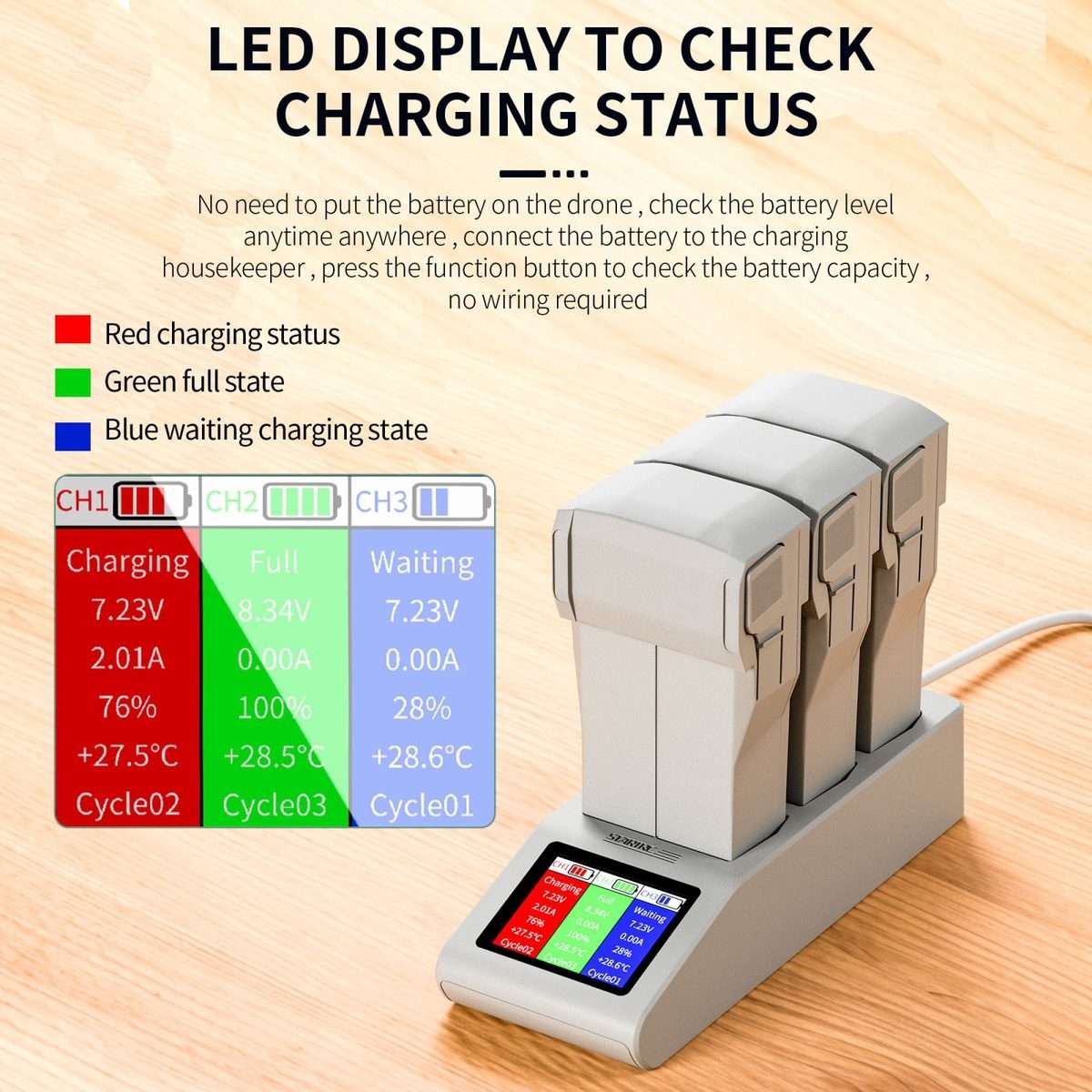 For DJI Mini 4 Pro / Mini 3/ Mini 3 Pro STARTRC 3 in 1 Charging Butler Battery Charger ... (Grey)