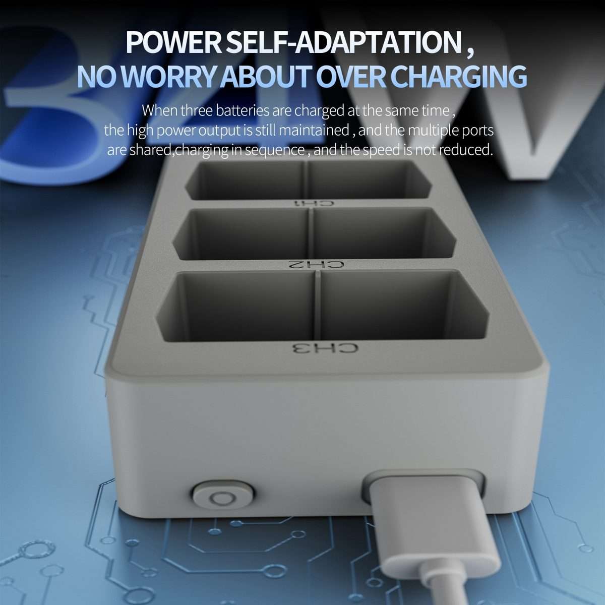 For DJI Mini 4 Pro / Mini 3/ Mini 3 Pro STARTRC 3 in 1 Charging Butler Battery Charger ... (Grey)