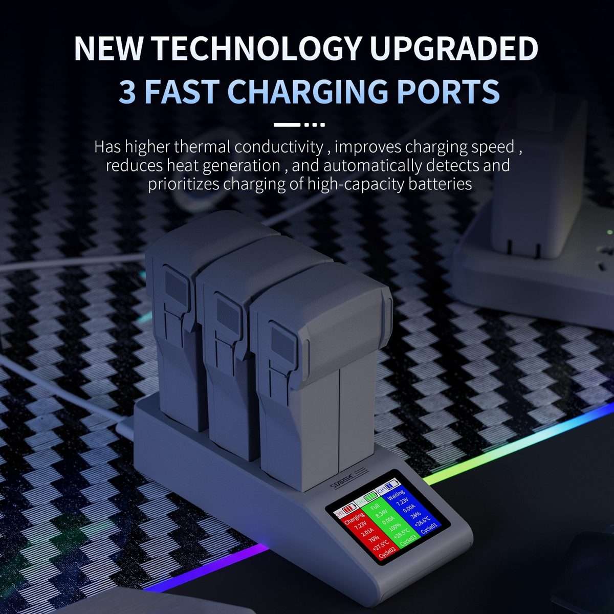 For DJI Mini 4 Pro / Mini 3/ Mini 3 Pro STARTRC 3 in 1 Charging Butler Battery Charger ... (Grey)