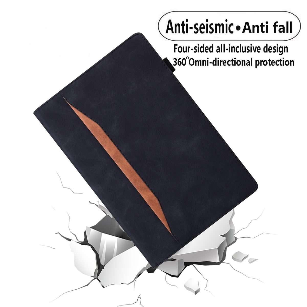 For Xiaomi Pad 6 / Pad 6 Pro Splicing Shockproof Leather Tablet Case(Black)