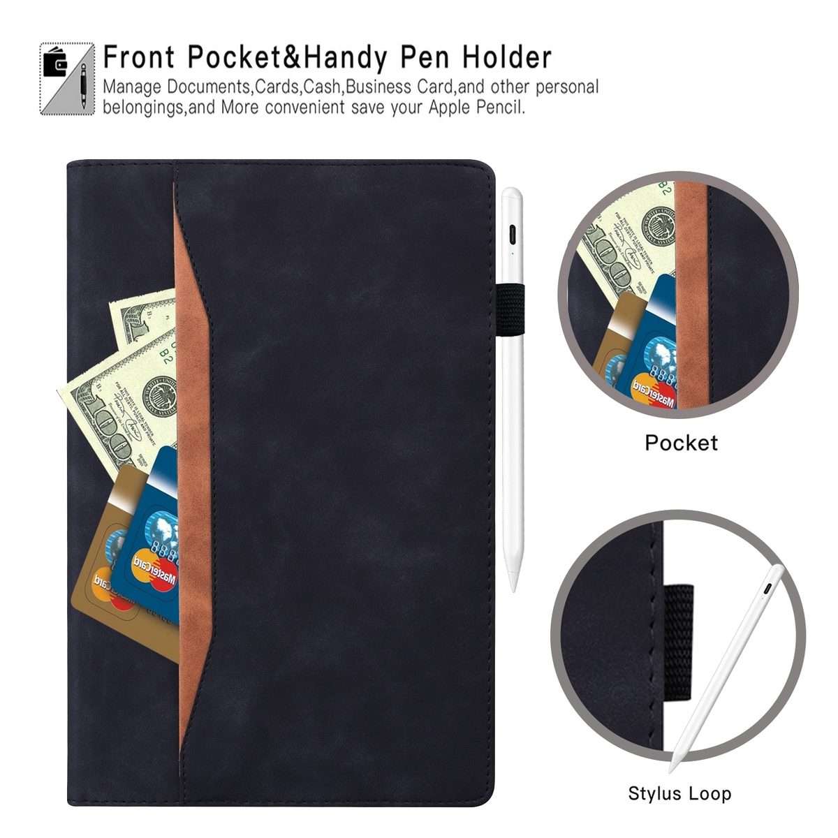 For Xiaomi Pad 6 / Pad 6 Pro Splicing Shockproof Leather Tablet Case(Black)