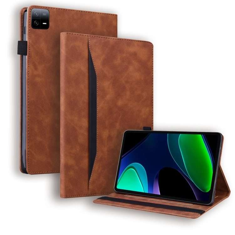 For Xiaomi Pad 6 / Pad 6 Pro Splicing Shockproof Leather Tablet Case(Brown)