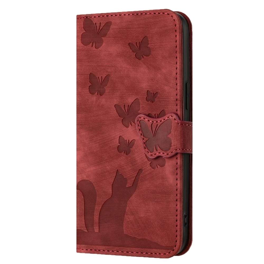 For Xiaomi 14 Pro Butterfly Cat Embossing Flip Leather Phone Case(Red)