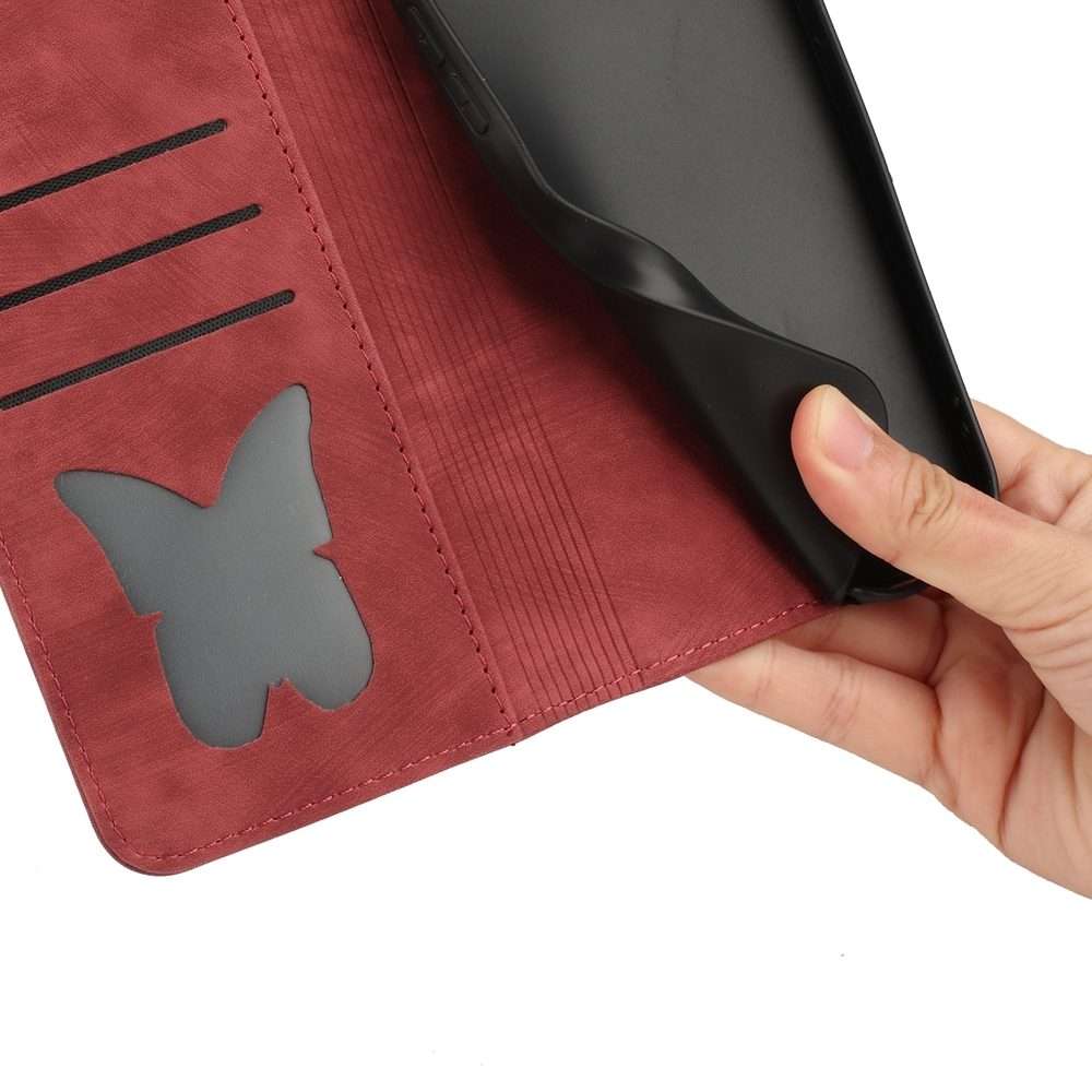 For Xiaomi 14 Pro Butterfly Cat Embossing Flip Leather Phone Case(Red)