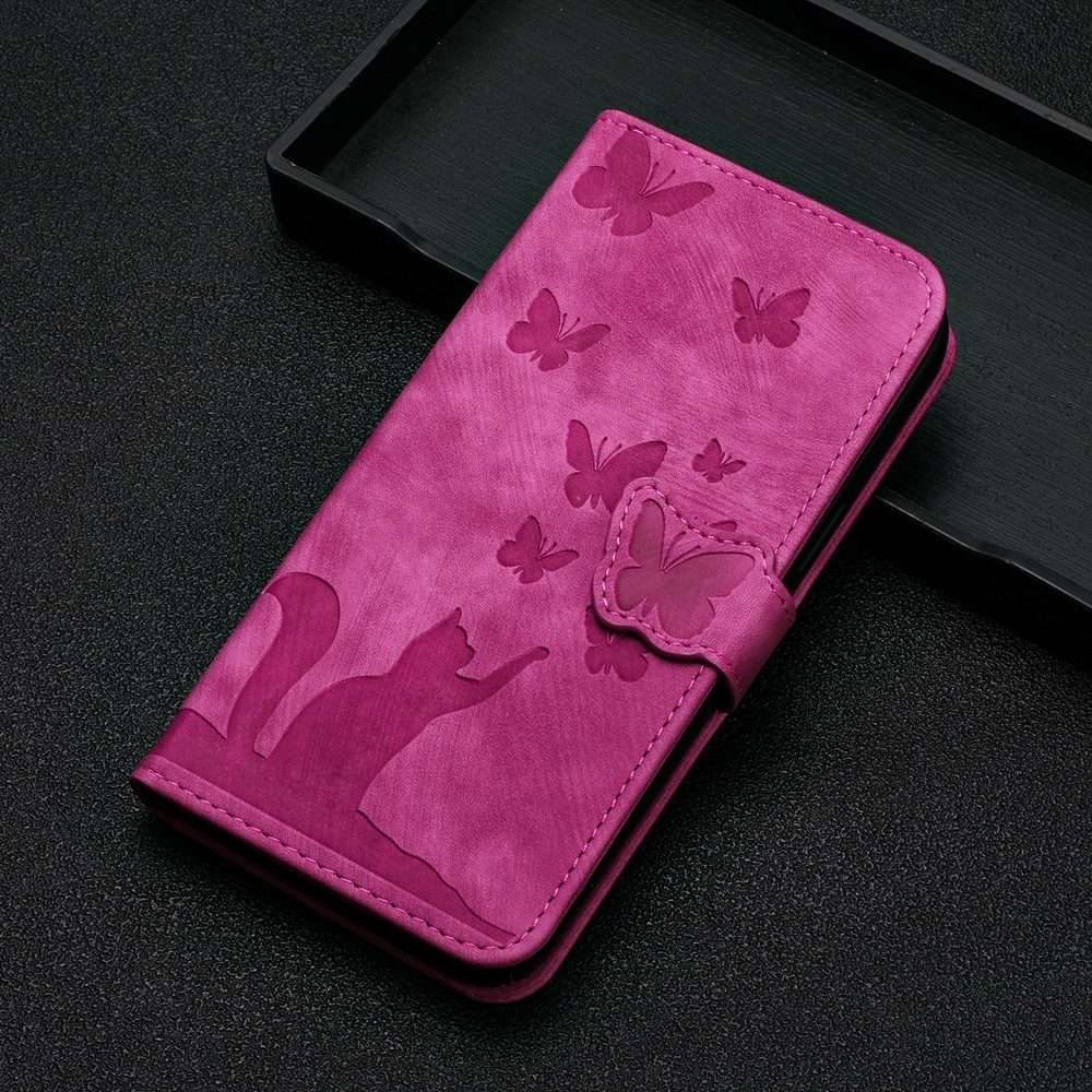 For Xiaomi 14 Pro Butterfly Cat Embossing Flip Leather Phone Case(Pink)