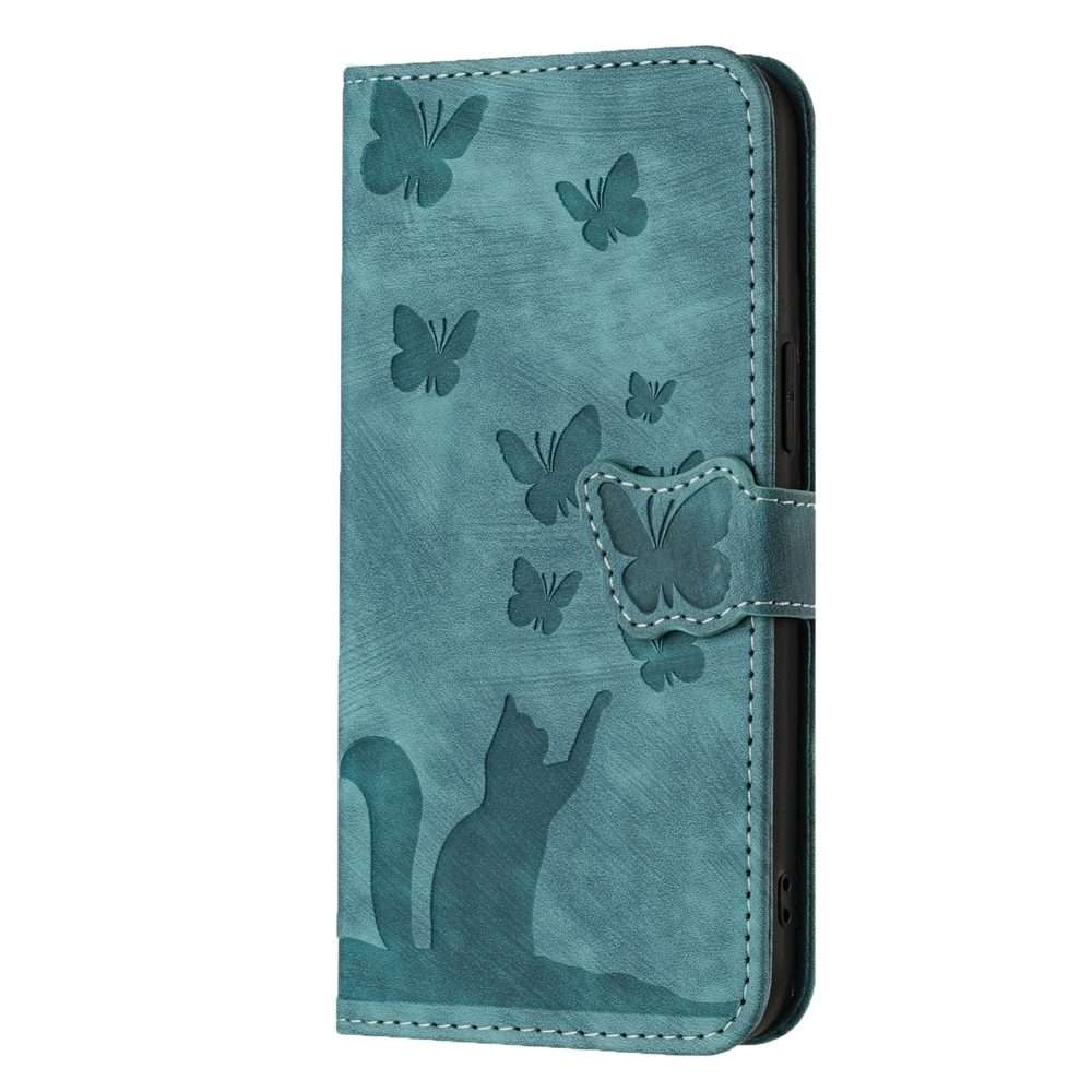 For Xiaomi 14 Pro Butterfly Cat Embossing Flip Leather Phone Case(Wathet)