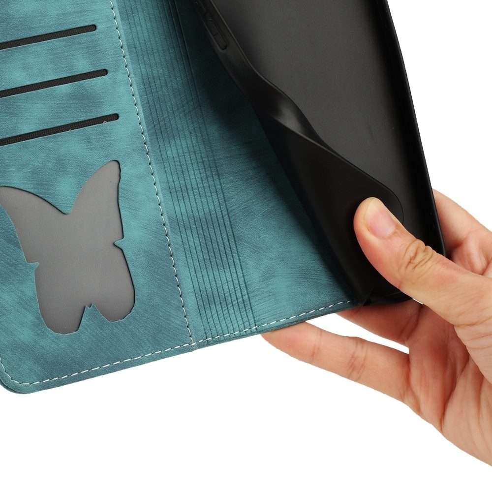 For Xiaomi 14 Pro Butterfly Cat Embossing Flip Leather Phone Case(Wathet)
