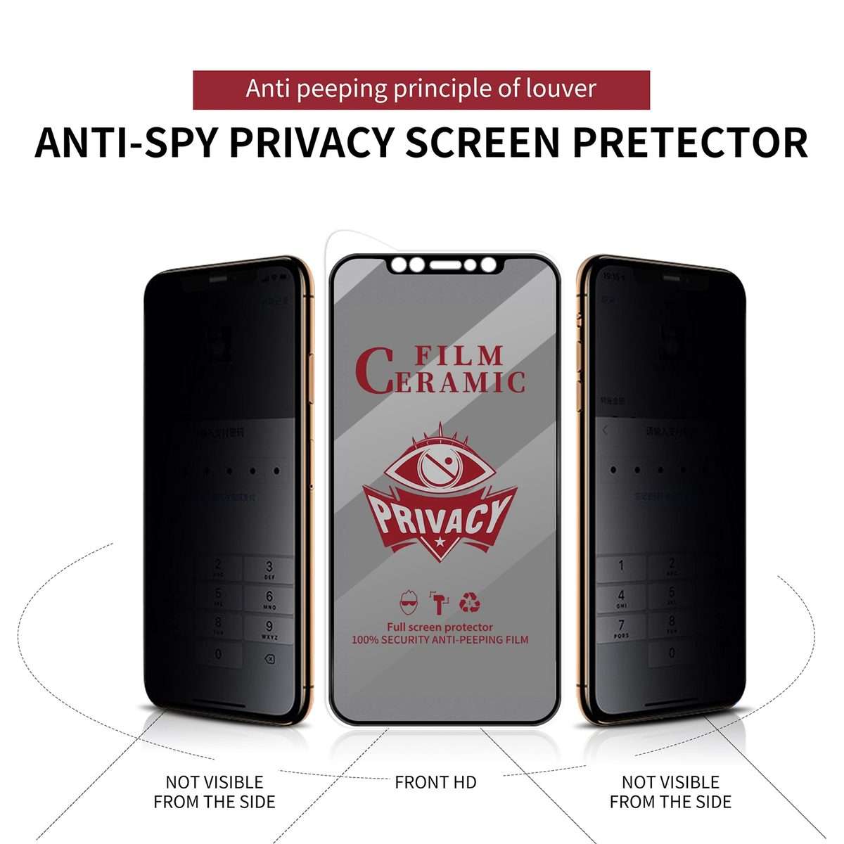 For iPhone 14 Pro Full Coverage HD Privacy Ceramic Film