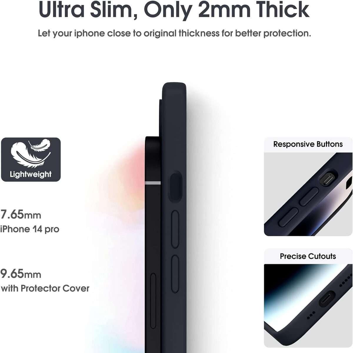 For iPhone 14 Pro Microfiber Liquid Silicone Shockproof Phone Case(Black)