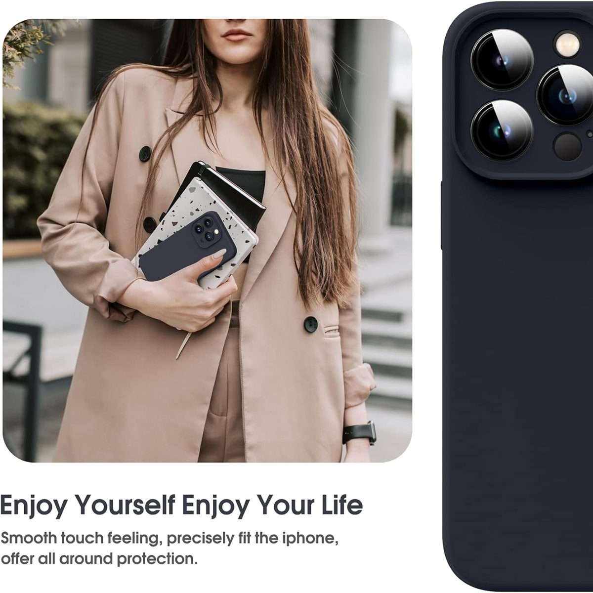 For iPhone 14 Pro Microfiber Liquid Silicone Shockproof Phone Case(Black)
