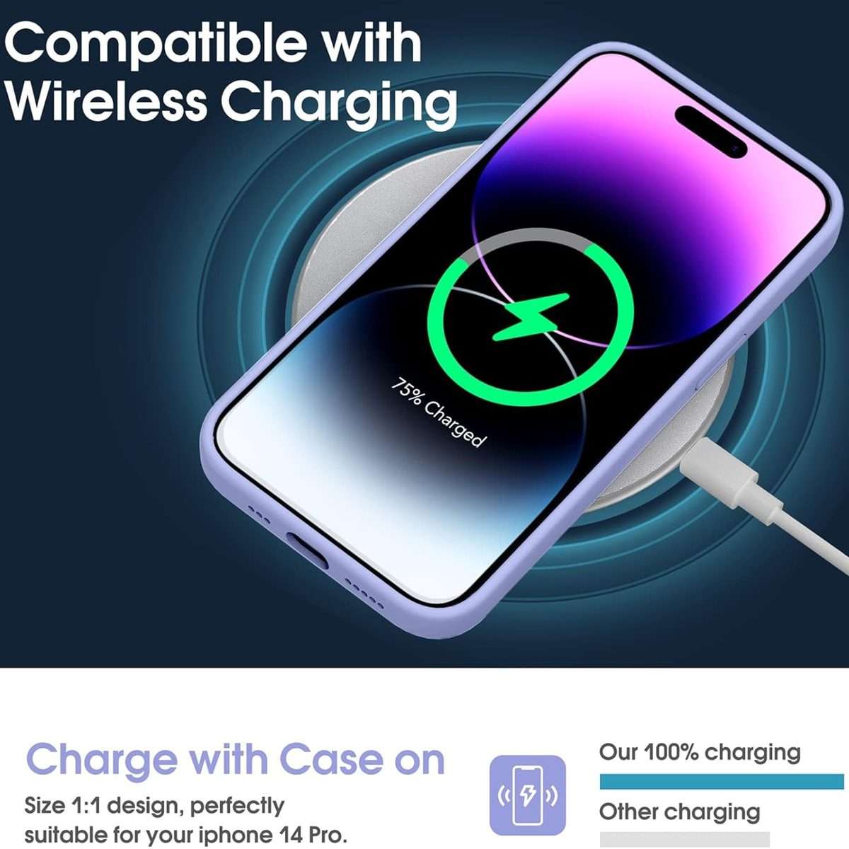 For iPhone 14 Pro Microfiber Liquid Silicone Shockproof Phone Case(Purple)