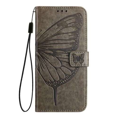 For Honor Magic8 Pro Air 5G Embossed Butterfly Leather Phone Case(Grey)