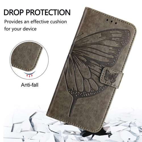 For Honor Magic8 Pro Air 5G Embossed Butterfly Leather Phone Case(Grey)